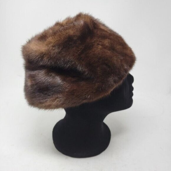 Vintage | Mink Fur Brown Unisex Winter Hat - Picture 2 of 8
